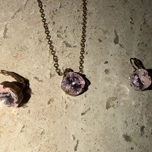Sabika Pale Pink Crystal Necklace and Earrings Set
